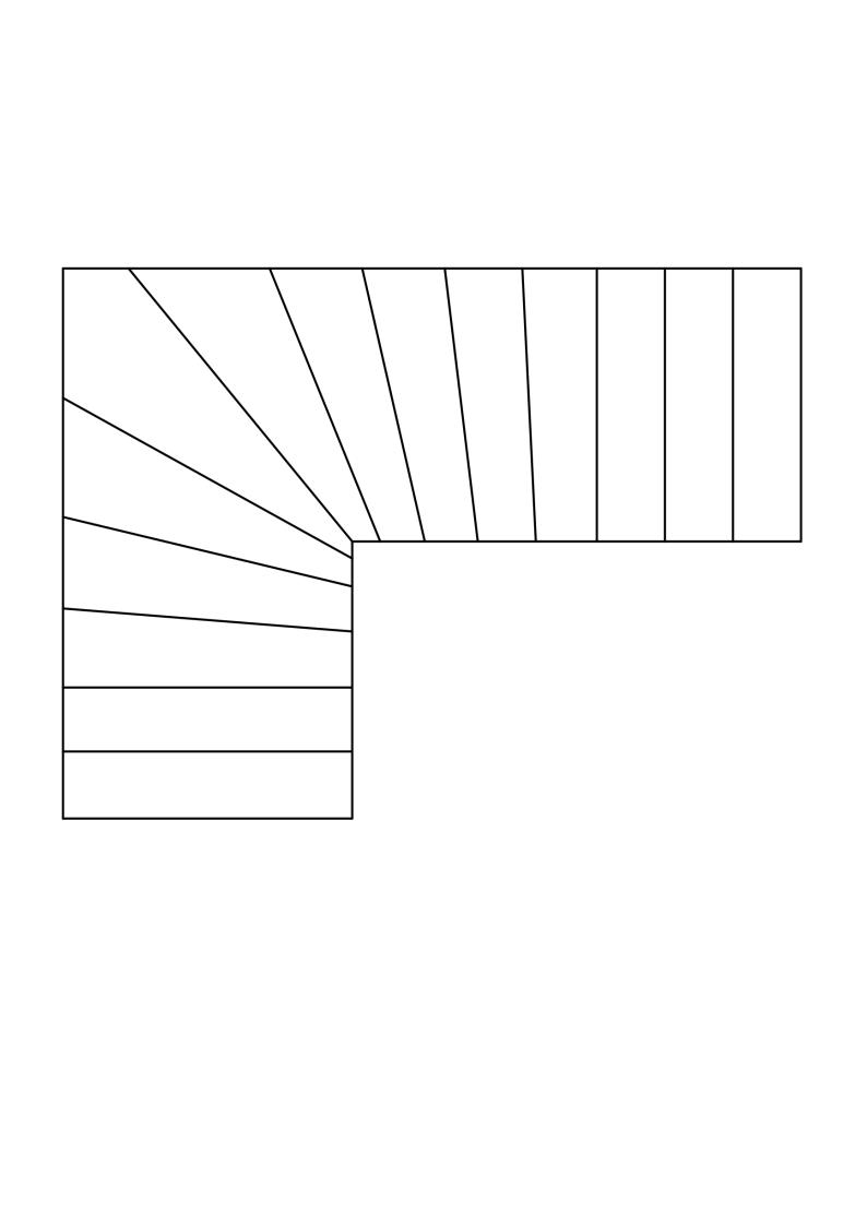 Plan d'un escalier balancé en quart tournant